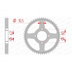 Couronne AFAM 54 dents acier pas 428 type 12224 Yamaha TT-R125