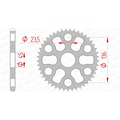 Couronne AFAM 45 dents acier pas 428 type 12325 Yamaha XG250 Tricker