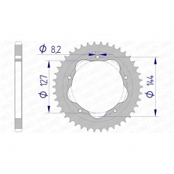 Couronne AFAM 42 dents alu pas 525 type 51608 Ducati