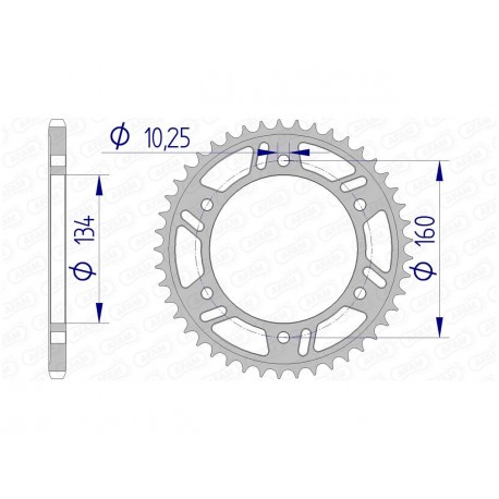 Couronne AFAM 45 dents alu pas 520 type 11618 Honda