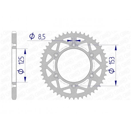 Couronne AFAM 50 dents alu pas 520 type 11212N