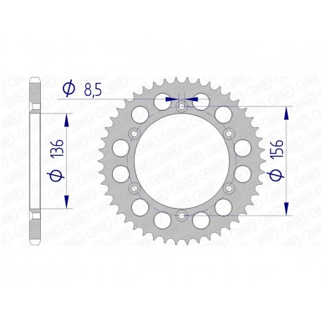 Couronne AFAM 45 dents alu pas 520 type 15206N