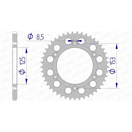 Couronne AFAM 42 dents alu pas 520 type 11212N