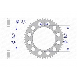 Couronne AFAM 48 dents alu pas 520 type 15305 Suzuki PE175