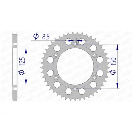 Couronne AFAM 40 dents alu pas 520 type 72304N