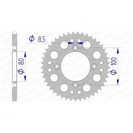 Couronne AFAM 46 dents alu pas 420 type 11101N Honda