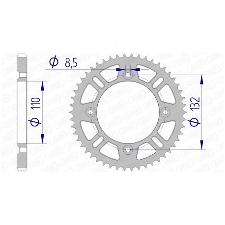 Couronne AFAM 49 dents alu pas 428 type 72102N