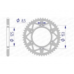 Couronne AFAM 47 dents alu pas 520 type 11212N Honda