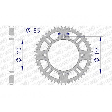 Couronne AFAM 48 dents alu pas 428 type 72102 KTM