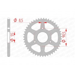 Couronne AFAM 47 dents acier pas 420 type 80104 Rieju