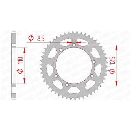 Couronne AFAM 50 dents acier pas 420 type 14109 Suzuki SMX/RMX50