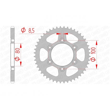 Couronne AFAM 52 dents acier pas 420 type 80105 Rieju