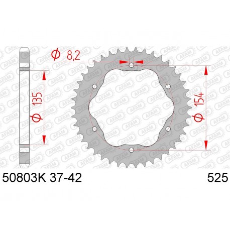 Couronne AFAM 40 dents acier pas 525 type 50803K Ducati Panigale 1199 ABS