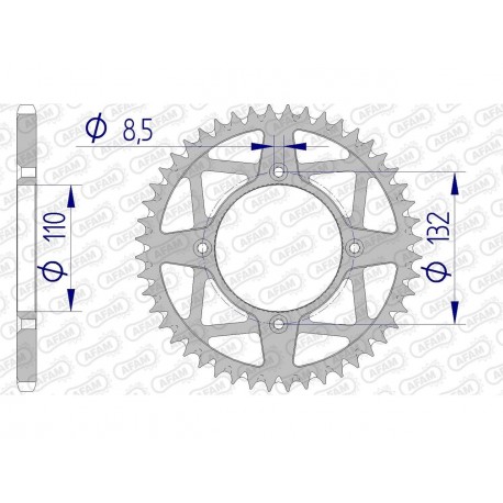 Couronne AFAM 48 dents alu pas 520 type 72306 KTM Freeride 350/250R