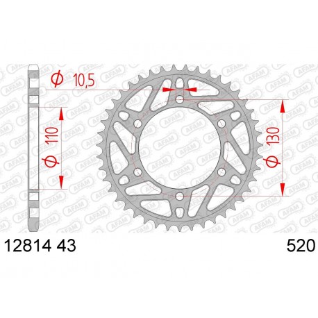 Couronne AFAM 43 dents acier pas 520 type 12814