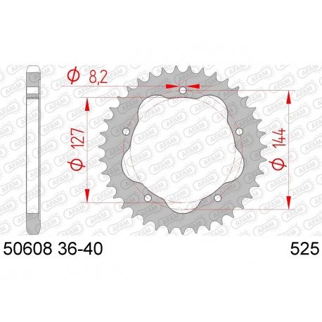 Couronne AFAM 41 dents acier pas 525 type 50608K