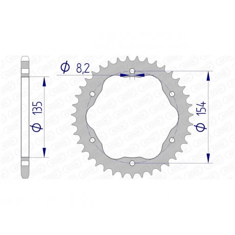 Couronne AFAM 41 dents alu pas 520 type 51804 Ducati