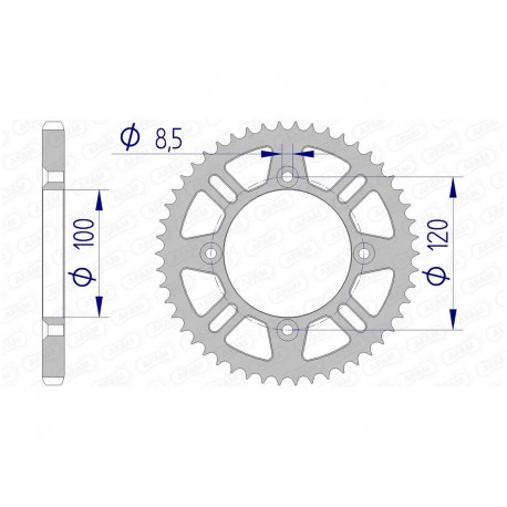 Couronne AFAM 52 dents alu pas 428 type 15104N