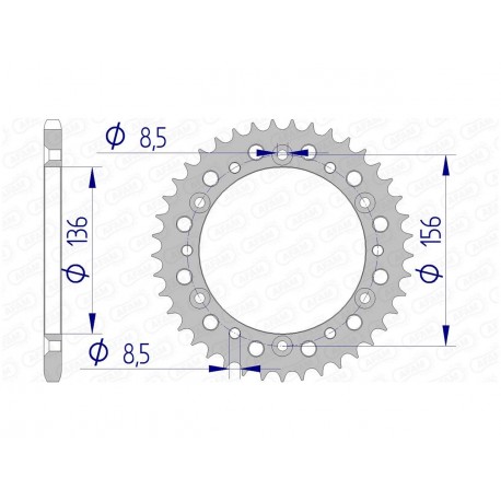 Couronne AFAM 41 dents alu pas 520 type 15303 Gas Gas SM400FSE