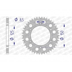 Couronne AFAM 45 dents alu pas 520 type 72304