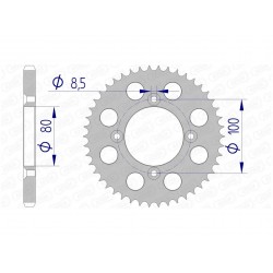 Couronne AFAM 50 dents alu pas 428 type 11110 Honda CRF100F