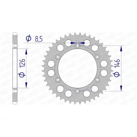 Couronne AFAM 43 dents alu pas 520 type 15203N Suzuki RM125