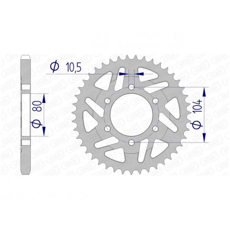 Couronne AFAM 39 dents alu pas 525 type 17610