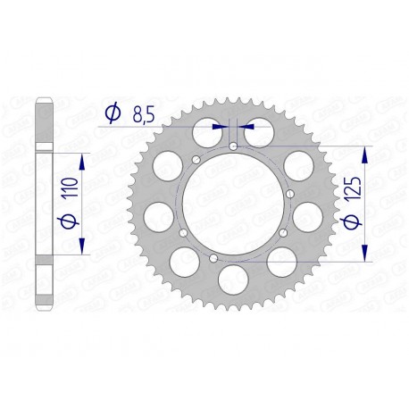 Couronne AFAM 56 dents alu pas 428 type 60104