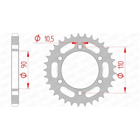 Couronne AFAM 33 dents acier pas 530 type 12600 Yamaha XS650