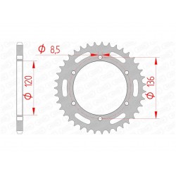 Couronne AFAM 39 dents acier pas 520 type 12304 Yamaha