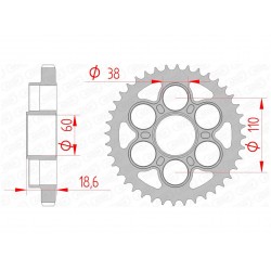 Couronne AFAM 40 dents acier pas 530 type 50900 Ducati Multistrada 1200