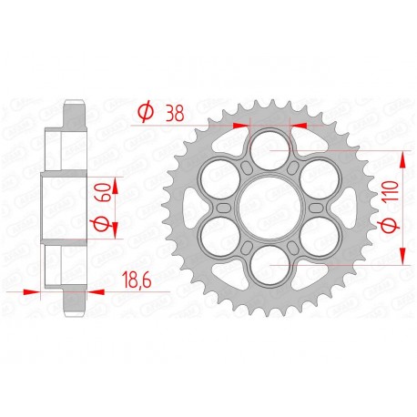 Couronne AFAM 40 dents acier pas 530 type 50900 Ducati Multistrada 1200