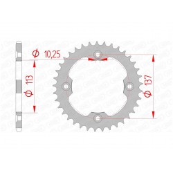 Couronne AFAM 40 dents acier pas 520 type 14412 Suzuki