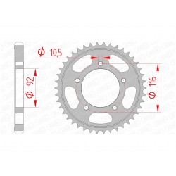 Couronne AFAM 42 dents acier pas 530 type 16900 Kawasaki ZZR1400