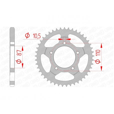 Couronne AFAM 44 dents acier pas 525 type 14404 Suzuki