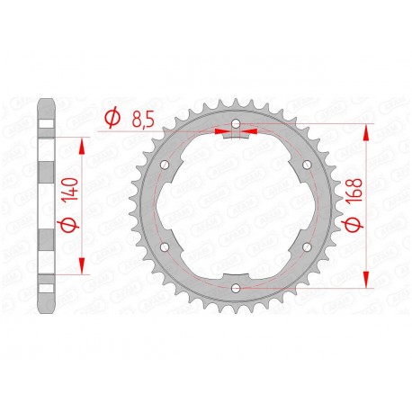 Couronne AFAM 42 dents acier pas 525 type 92634 BMW