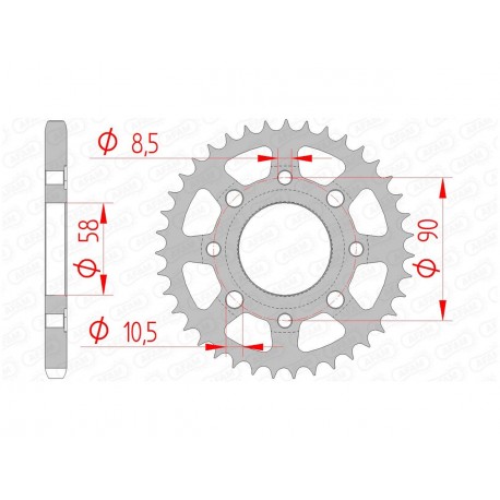 Couronne AFAM 47 dents acier pas 428 type 10201