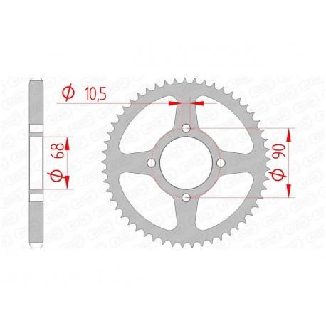 Couronne AFAM 53 dents acier pas 428 type 10205 Honda MTX125 RW