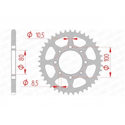 Couronne AFAM 41 dents acier pas 520 type 14312 Suzuki