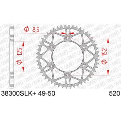 Couronne AFAM 48 dents acier ultra-light anti-boue pas 520 type 38300