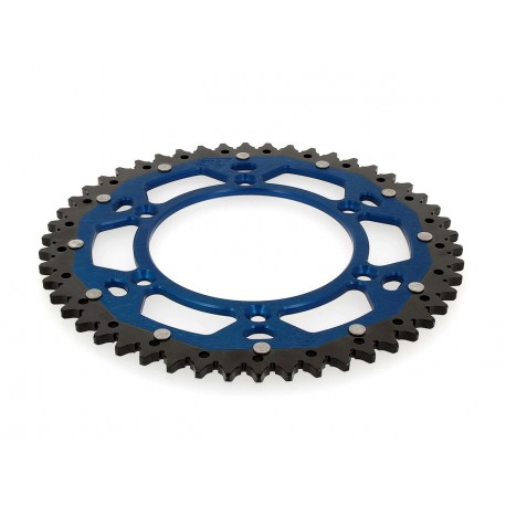 Couronne ART Bi-composants 51 dents aluminium/acier ultra-light anti-boue pas 520 type TM bleu