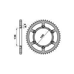 Couronne PBR 53 dents acier standard pas 520 type 820