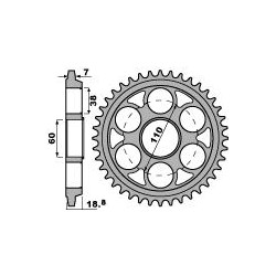 Couronne PBR 41 dents alu ultra-light anodisé dur pas 525 type 4522