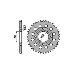 Couronne PBR 36 dents acier standard pas 530 type 278