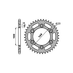 Couronne PBR 37 dents acier standard pas 520 type 1027