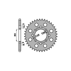 Couronne PBR 38 dents acier standard pas 630 type 333