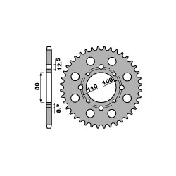 Couronne PBR 38 dents acier standard pas 630 type 333