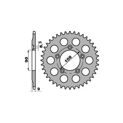 Couronne PBR 38 dents acier standard pas 520 type 1026