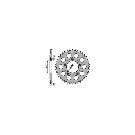 Couronne PBR 38 dents acier standard pas 520 type 1026