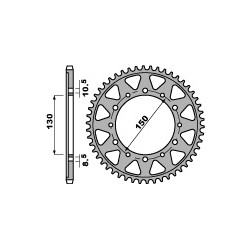 Couronne PBR 41 dents acier standard pas 530 type 860